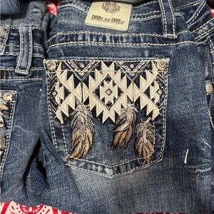 Miss Me Blue Boot Cut Jeans with Embroidered Pocket